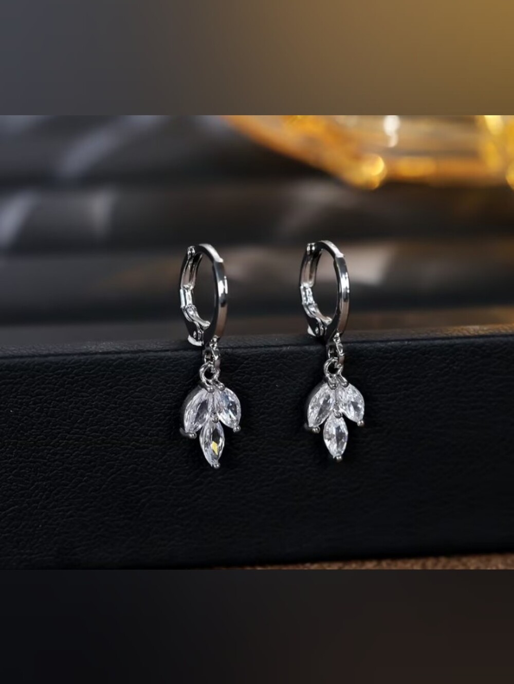 $8 Each Or Bundle 5/$20 Delicate Silver Leaf Crystal Drop Earrings